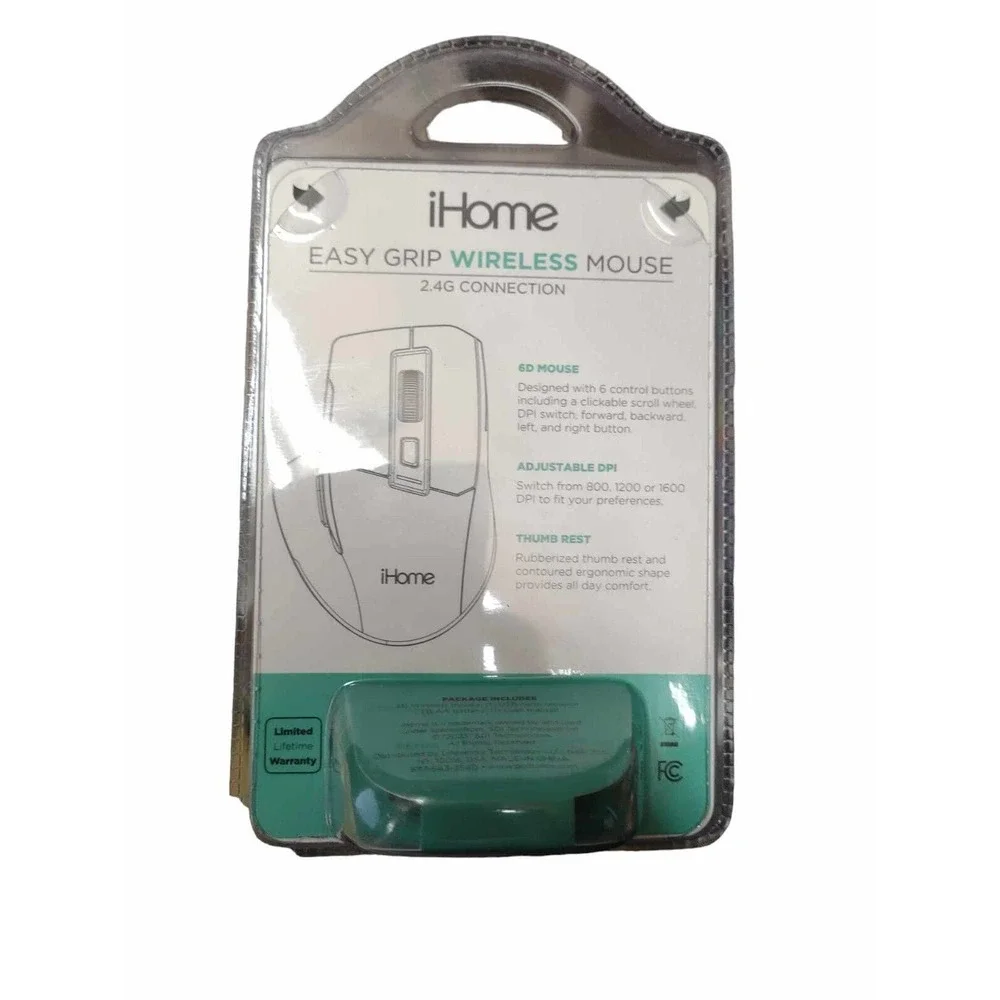 iHome Easy Grip Wireless Mouse w/Nano USB, Choose Black or Dark Blue Color